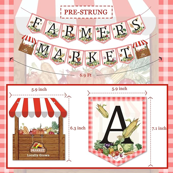 Farmers Market Birthday Party Banner, Vegetable Farmer'S Party Decorations For Kids Produce Stand Baby Shower Farmer'S Market Photo Backdrop