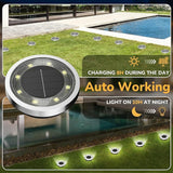 16 Pack Solar Ground Lights Cold White Waterproof Garden Landscape Pathway Lights