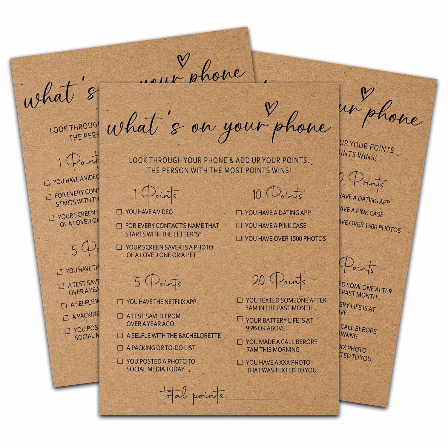 Rustic Kraft Wedding Games, Minimalist Bridal Shower Games, Engagement/Bachelorette Party Decorations, 5" X 7" Double-Sided Games Cards(25 Pack)-A01