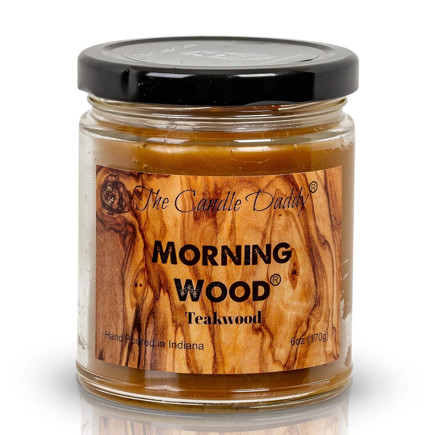 Morning Wood - Funny- Teak Wood Scented 6 Ounce Jar Candle - 40 Hour Burn Time