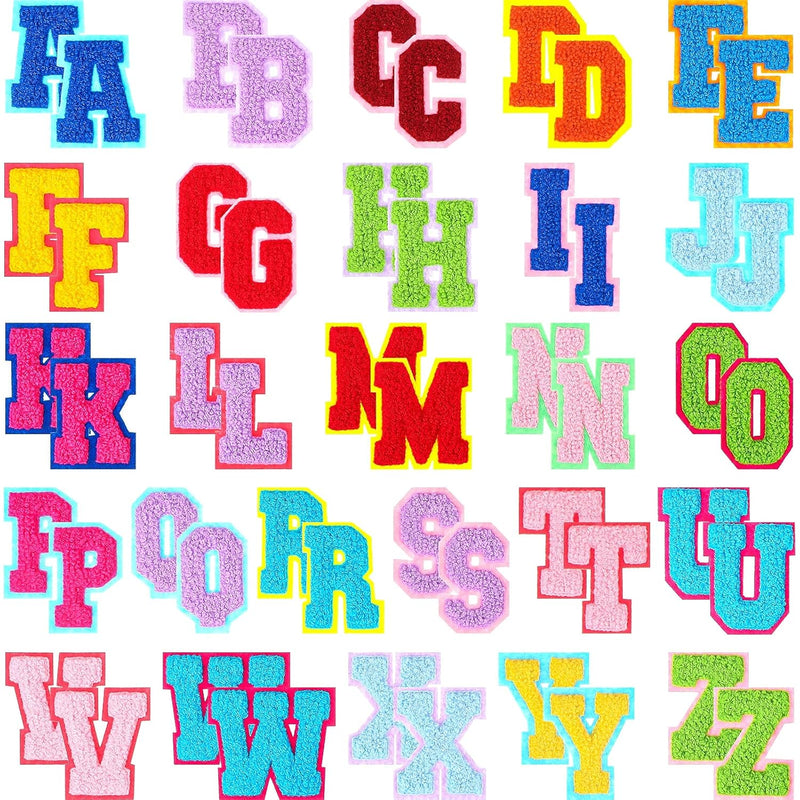 52 Pieces Iron On Letters For Clothing A-Z Letter Patches Alphabet Chenille Pa