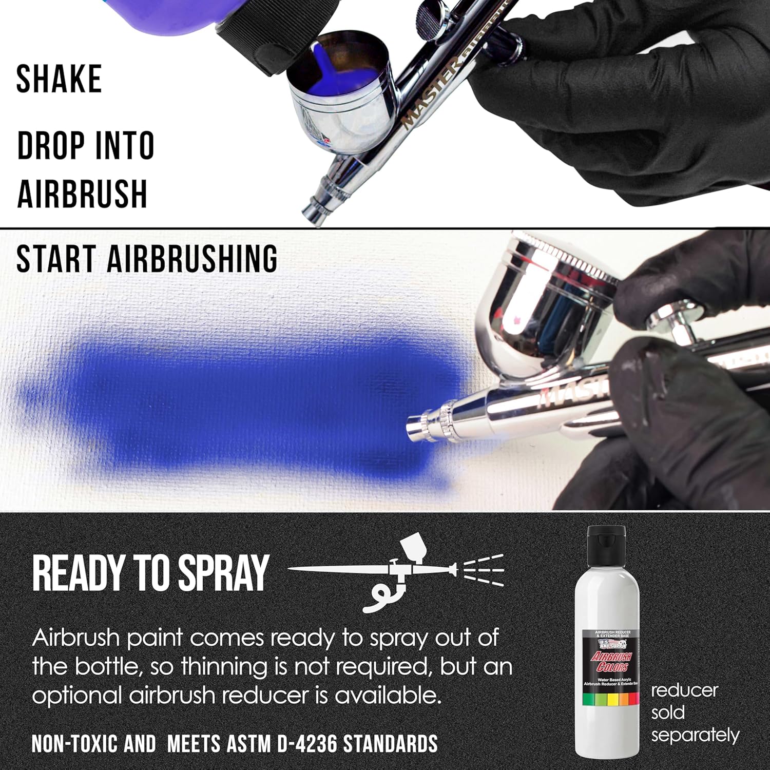 Pearlized Black Pearl Acrylic Special Effects Airbrush Paint - 8Oz Ready To Spray Air Brush Paint For Nails, Models, Fabric - Water-Based Air Brush Painting