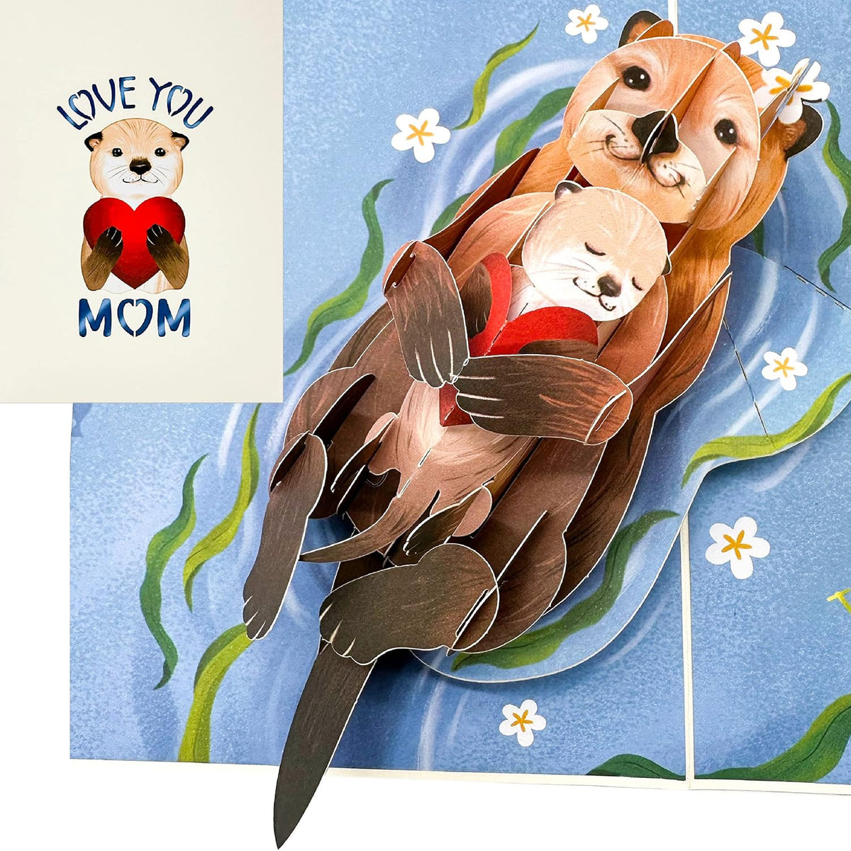 Otter Mothers Day Card, 3D Pop Up 1St Mothers Day Card, First Mother Birthday Card For Mom, Otter Card