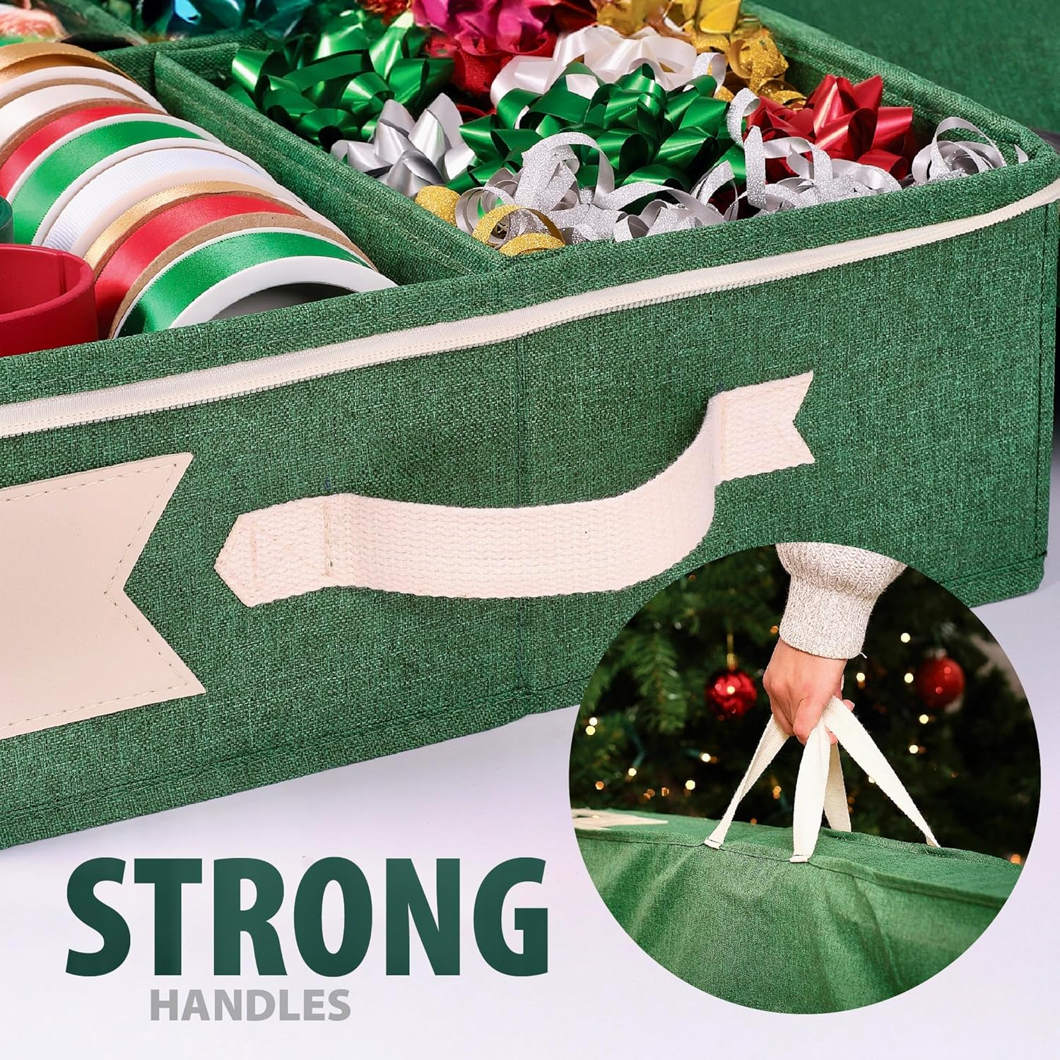 Premium Wrapping Paper Storage Organizer, Easy To Carry, 6 Individual Pockets For Christmas Gift Wrap Supplies, Lightweight And Sturdy