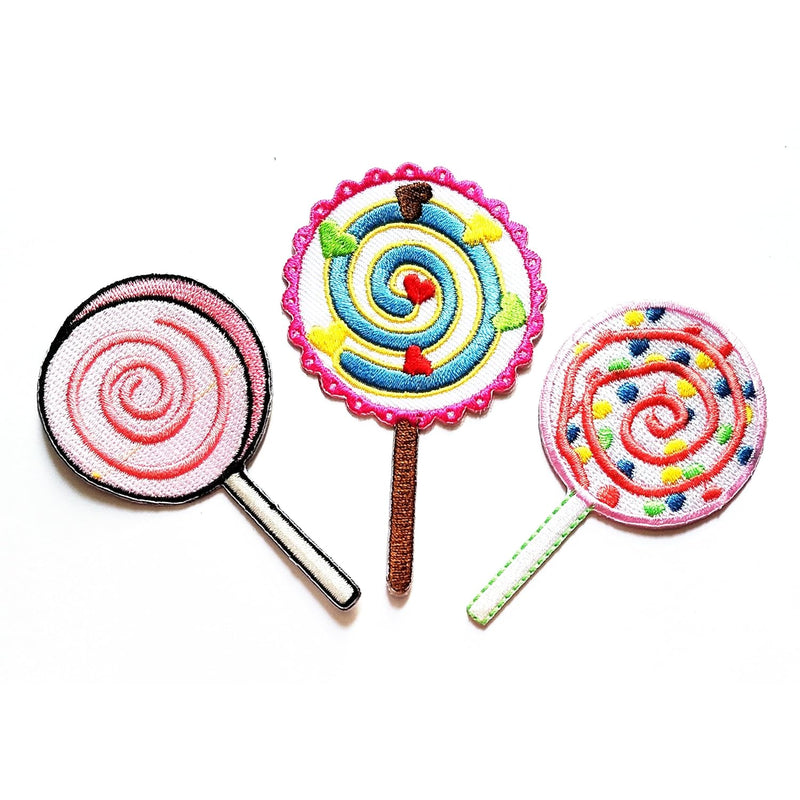 Nipitshop Patches Set 3 Pcs Colorful Fancy Sweet Lollipop Fantasy Lollipop Can