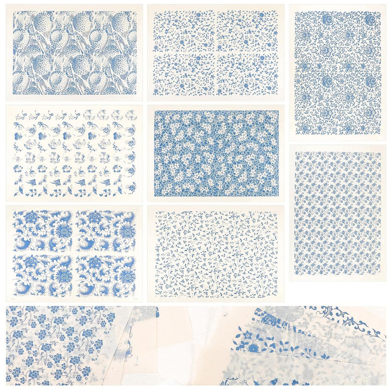 8 Pcs Flower Ceramic Clay Transfer Paper Ceramic Decal Traditional Chinese Por