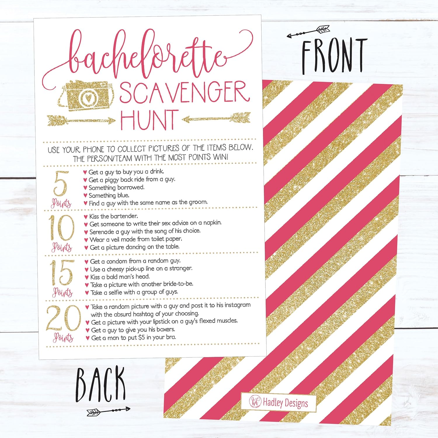 25 Bachelorette Scavenger Hunt Party Games, Girls Night Out Weekend Funny Naughty Cards, Drinking And Dares, Fun Novelty Decoration And Supplies Idea For Adult Woman Ladies Parties