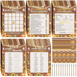 142 Pcs Thanksgiving Baby Shower Games Set - 130 Fall Baby Shower Game Activity Cards With 12 Pencils For Thanksgiving Pumpkin Autumn Party Favors - Rustic Gender Reveal Party Neutral