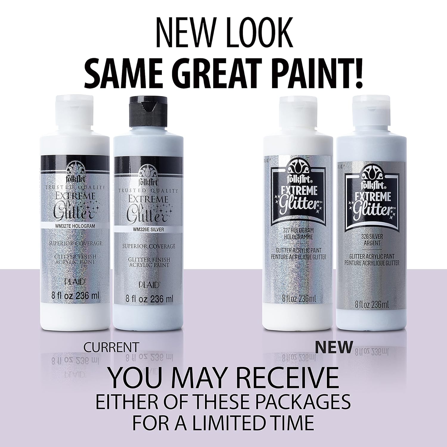 FolkArt glitter paint, 8 oz, Hologram 8 Fl Oz