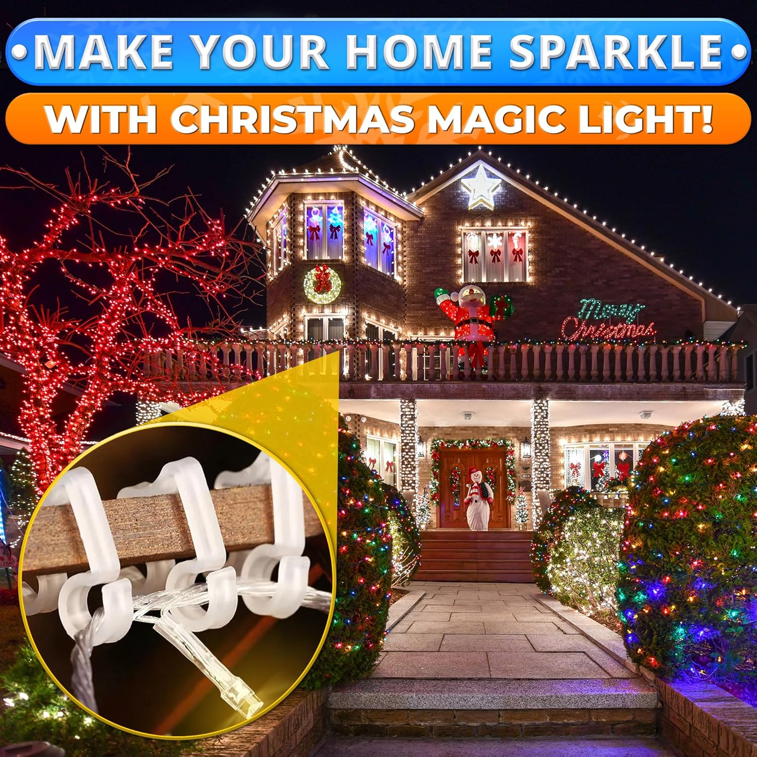 Gutter Clips For Christmas Lights – Christmas Light Gutter Clips 100 Pack – Weatherproof, Plastic, Translucent, Flexible & Long Lasting | Easy To Install For Roof, Gutters, Outdoor String Lights