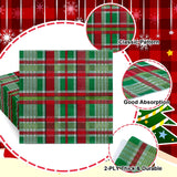 100 Pack Christmas Paper Napkins Buffalo Plaid Pattern Disposable Napkins Christmas Red Green Checkered Decorative Napkins For Christmas Holiday Dinner Party Supplies, 6.5 X 6.5 Inch