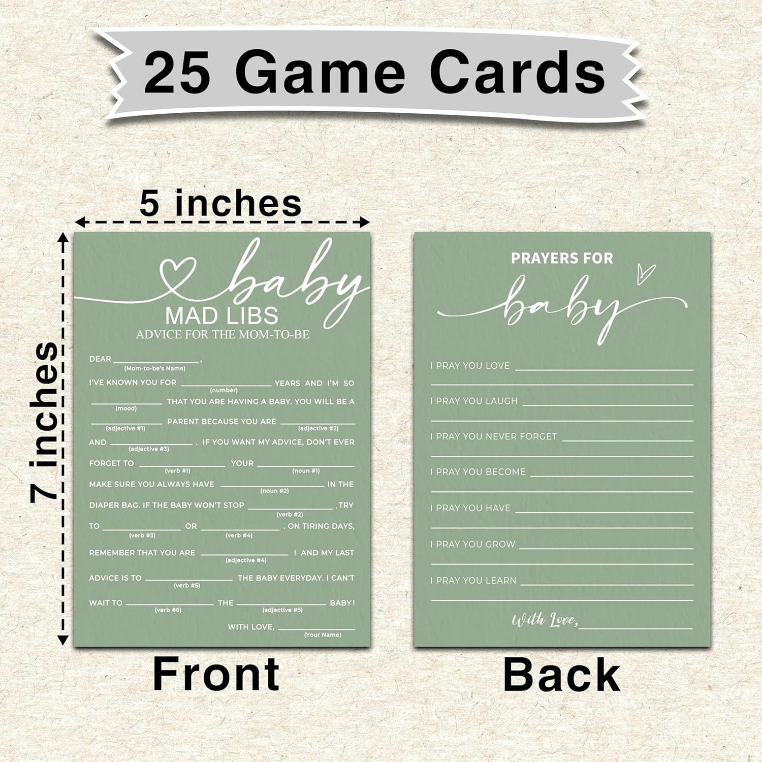 Baby Mad Libs Advice Cards For Boy Or Girl, 5" X 7" Double-Sided Baby Shower Games, Prayer Cards For Baby Gender Reveal Party Supplies - D05