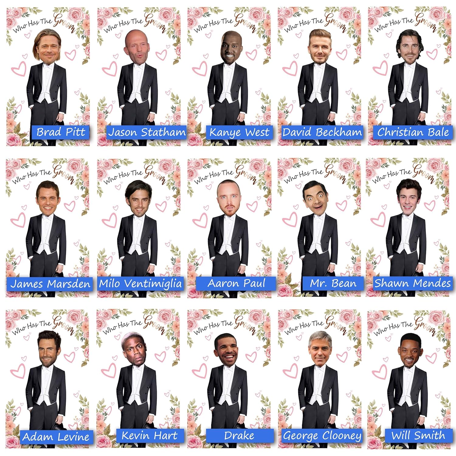 Floral Bridal Shower Games - Who Has The Groom Game - Scratch Off Celebrity Cards Tickets Bridal Shower Game - Funny Bachelorette Party Games