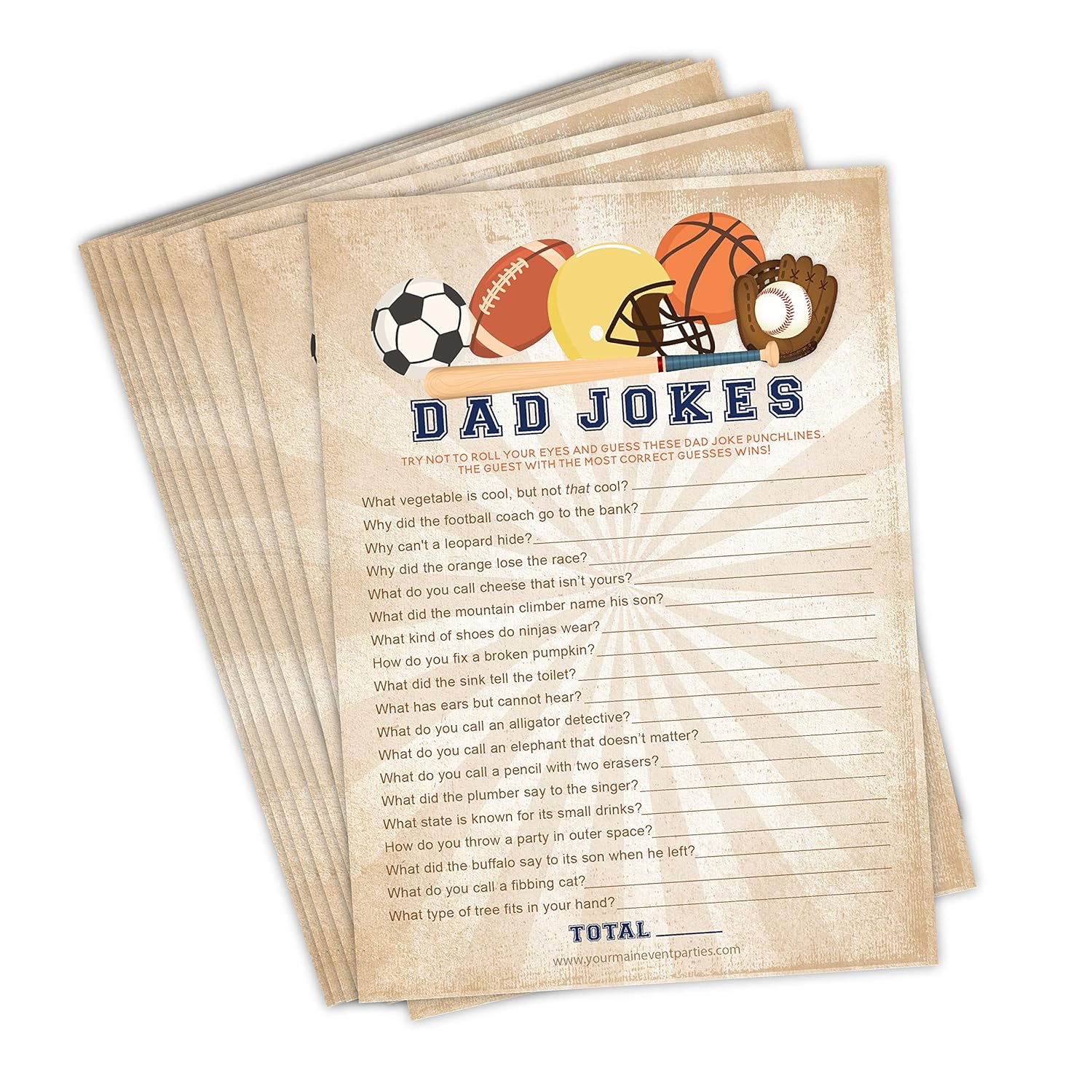 50 Pack All Star Sports Baby Shower Games, Fun Dad Joke Game, Great For Baby Shower, Baby Sprinkle, Or Any Party!