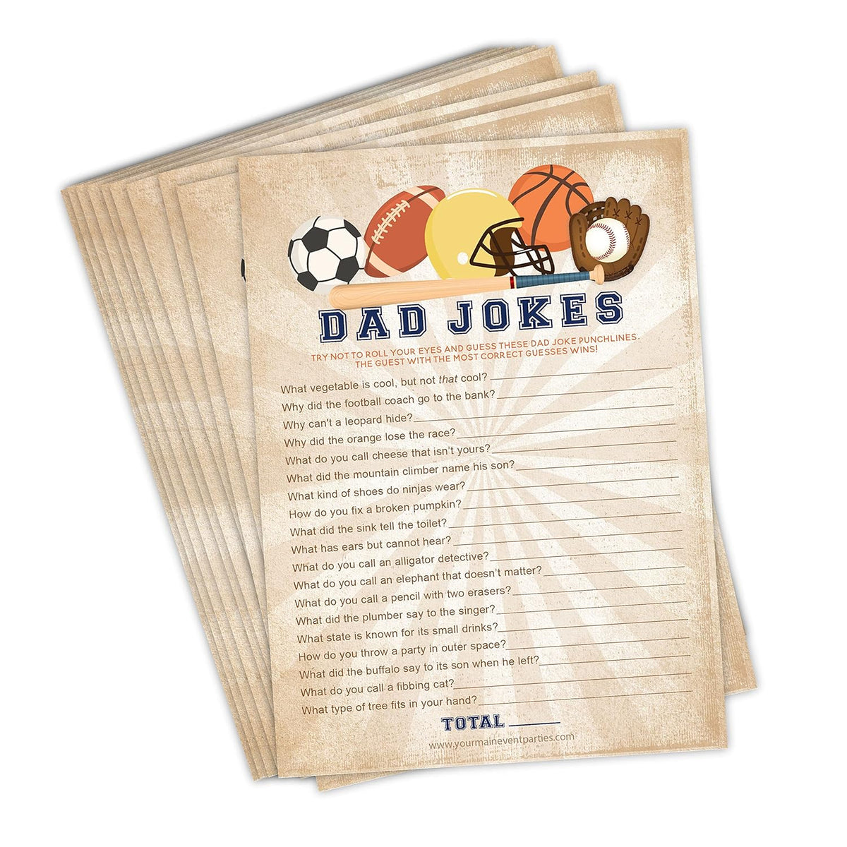 50 Pack All Star Sports Baby Shower Games, Fun Dad Joke Game, Great For Baby Shower, Baby Sprinkle, Or Any Party!