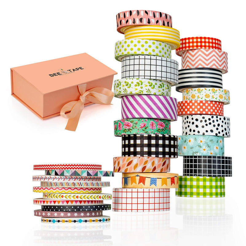 Washi Tape Set Gift Box, 30 Rolls 3 Sizes 15Mm 10Mm And 3Mm Arts And Crafts, D