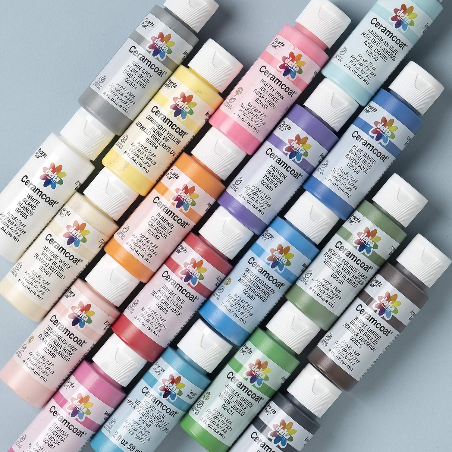 Delta Creative 18 Ceramcoat Acrylic Paint Set, 2 oz, Top Colors