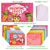 40 Sets Valentines Cards For Kids - 40 Scratch Off Jokes Cards + 40 Envelopes Classroom School Exchange Gifts Love Party Favors Supplies