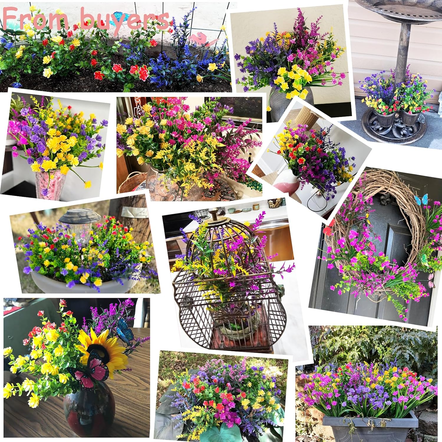 18 Bundles Artificial Flowers For Outdoors Decoration, Outdoor Artificial Flowers Uv Resistant Fake Flowers Greenery Shrubs Plants For Front Porch Window Box Hanging Garden Home