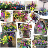 18 Bundles Artificial Flowers For Outdoors Decoration, Outdoor Artificial Flowers Uv Resistant Fake Flowers Greenery Shrubs Plants For Front Porch Window Box Hanging Garden Home