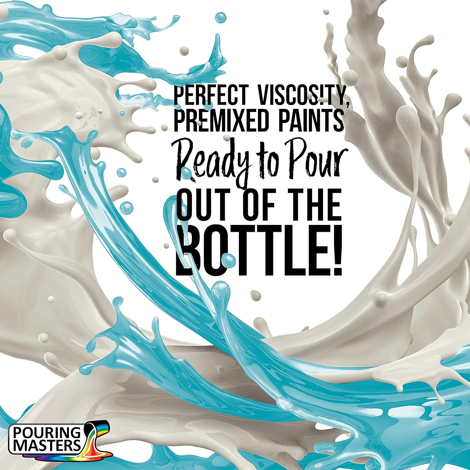 Pouring Masters Sky Blue Acrylic Ready To Pour Pouring Paint - Premium 32-Ounce Pre-Mixed Water-Based - For Canvas, Wood, Paper, Crafts, Tile, Rocks And More