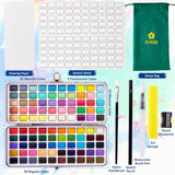 Watercolor Paint Set, 100 Colors, Includes Brushes And Palette, Metal Storage Case