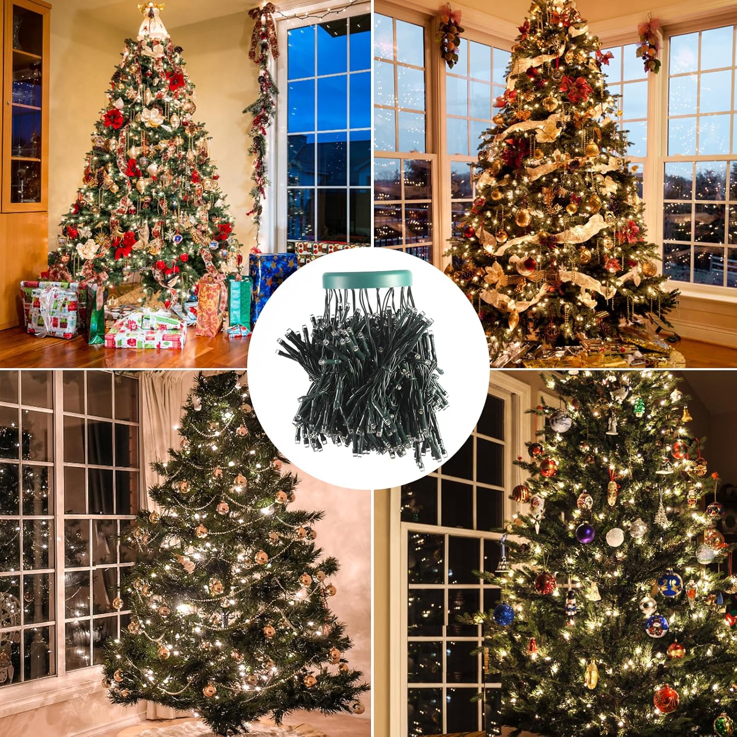 Christmas Tree Lights 400 Led Christmas Lights For Tree, 6.6Ft X 16 String 8 Lighting Modes Fairy Tree Light With Timer