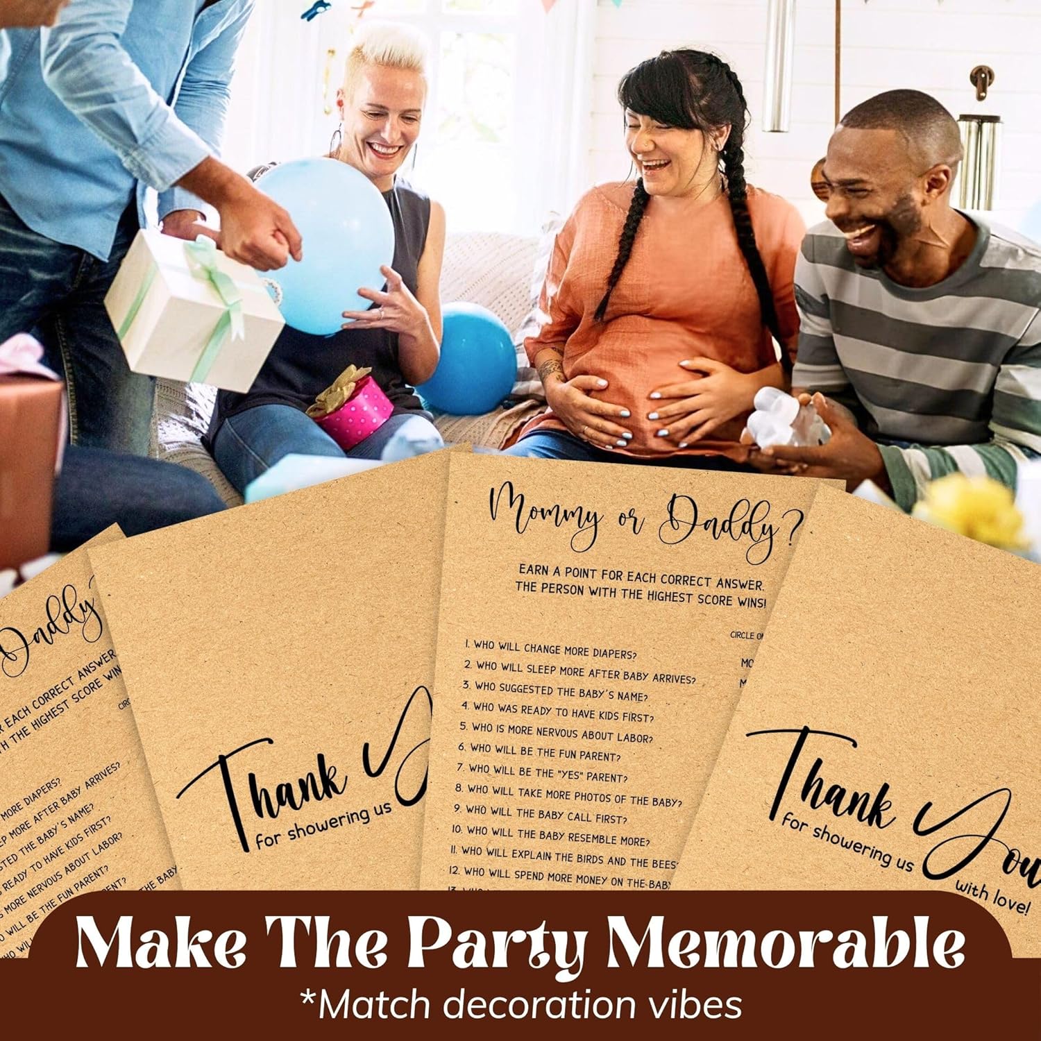 Guess Who Mommy Or Daddy Baby Shower Game For Girl Or Boy - 50 Pcs Guess Who Mommy Or Daddy Game, Gender Neutral Baby Shower Activities Ideas, Mom Or Dad Baby Shower Game
