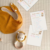 30 Name That Baby Song - Bear Hot Air Balloon Game Cards For Baby Shower Game & Activity - Bear Double-Sided Fill In Style Game Cards, Gender Neutral?Baby Shower Party Decorations - C04