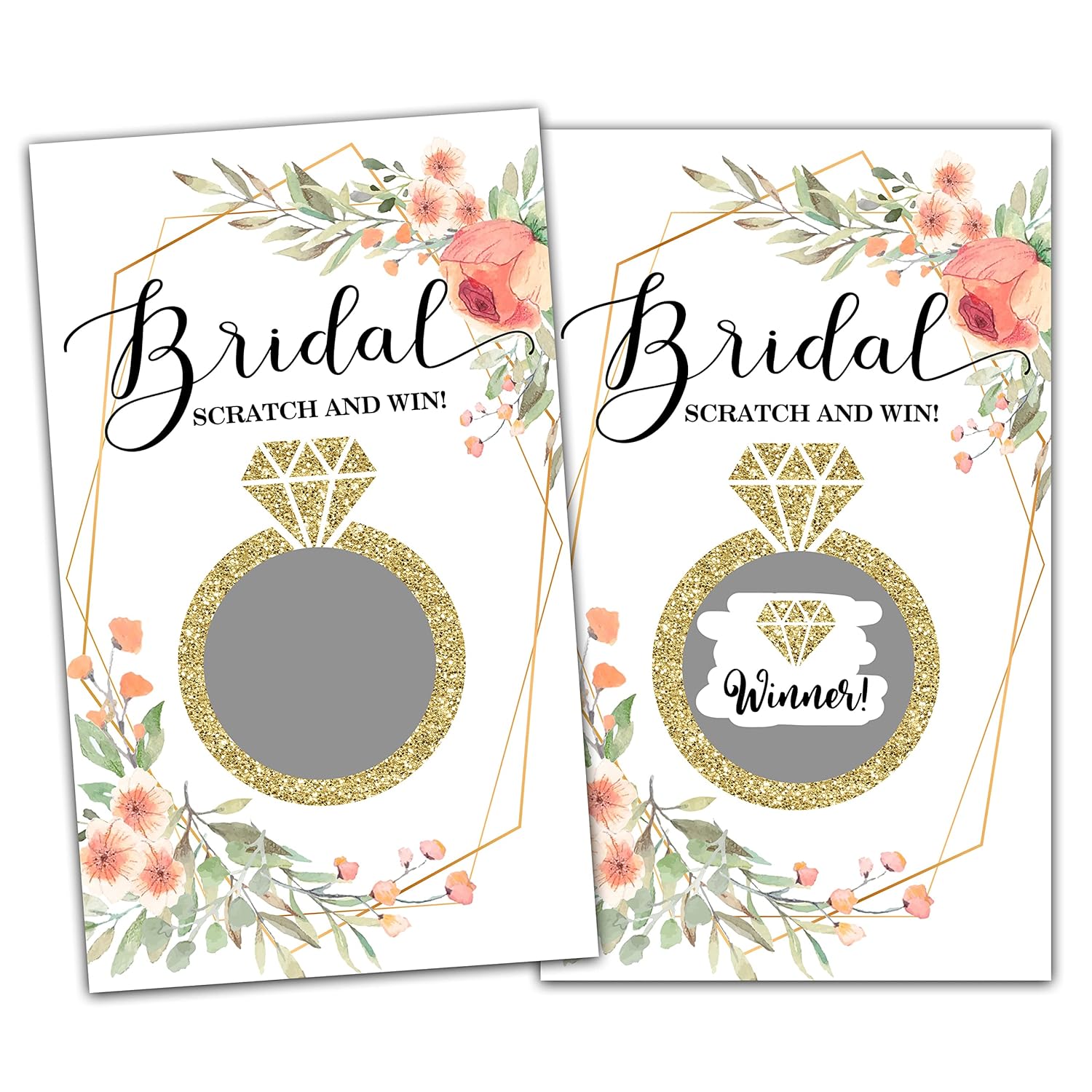 Bridal Shower Scratch Off Games, Bridal Shower Decorations Favors, Floral Bridal Raffle Lottery Tickets Cards For Bachelorette Party Wedding Engagement Party, Set Of 50 Cards (A04)