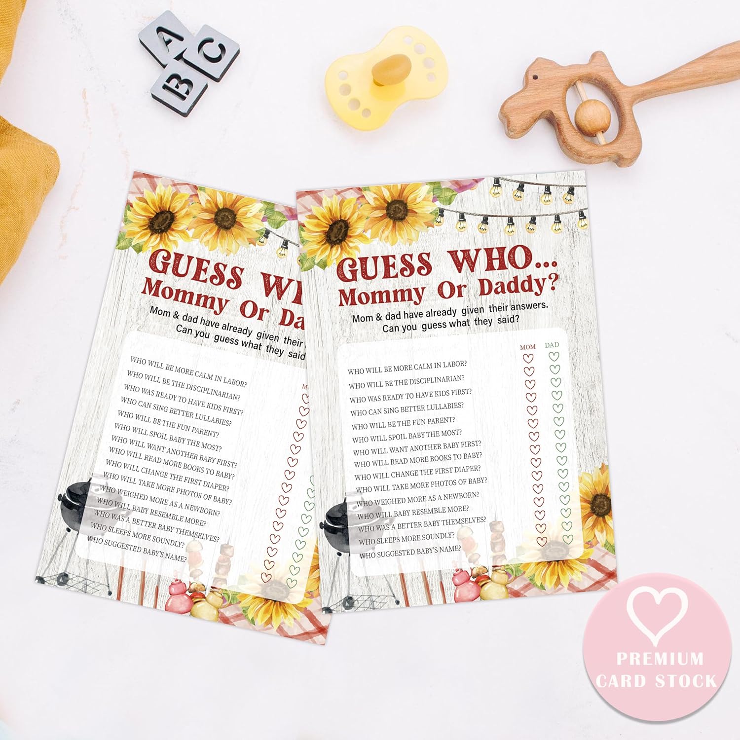 Bbq Guess Who Mommy Or Daddy Game, Baby Shower Games, Pack Of 30 Game Cards, Gender Neutral Boy Or Girl - Fa23