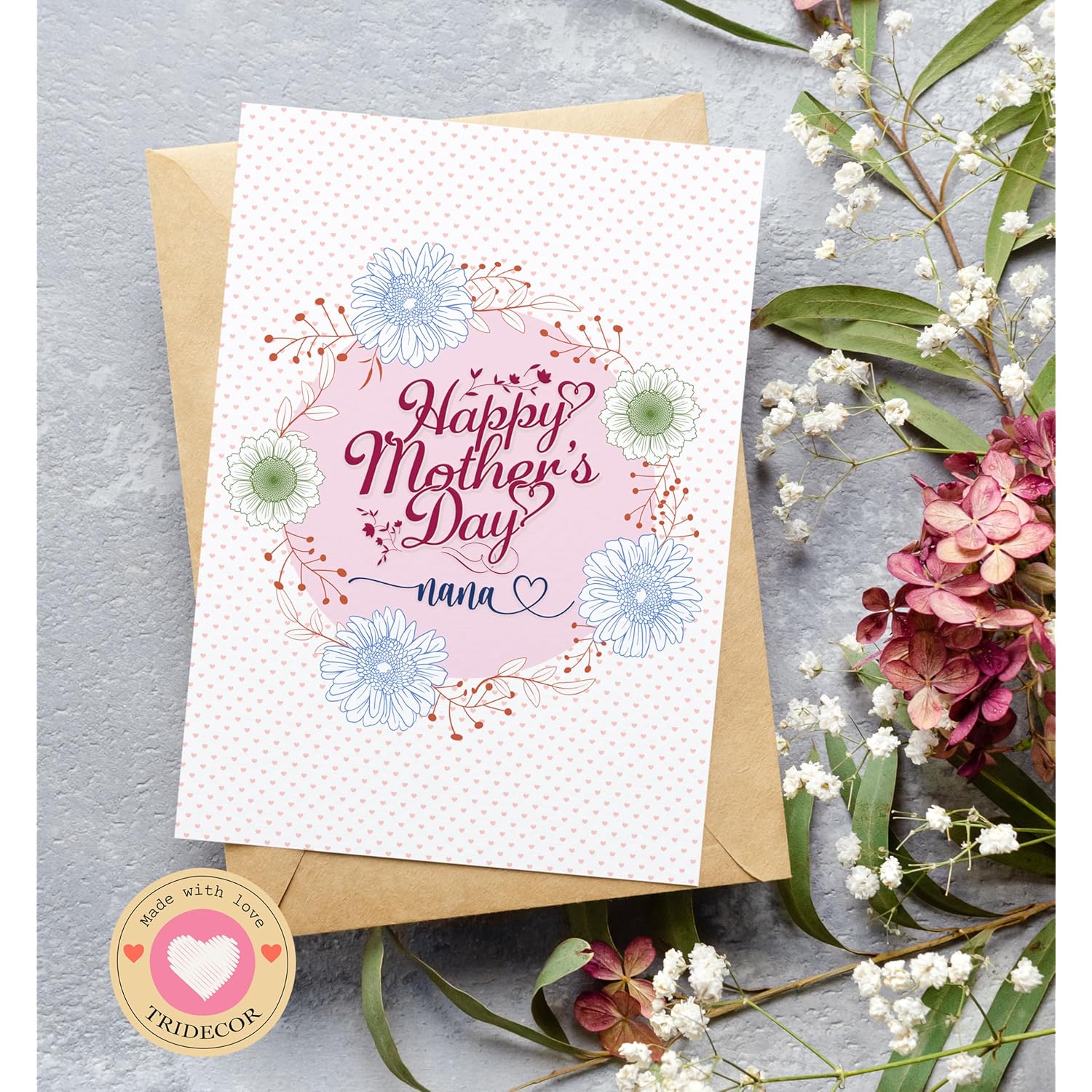 Mothers Day Card For Grandma - 5X7 Inch Folded Card Include Envelope, Sticker - Blank Inside - Sweet, Unique & Romantic Gift, Embossed By Piccafi