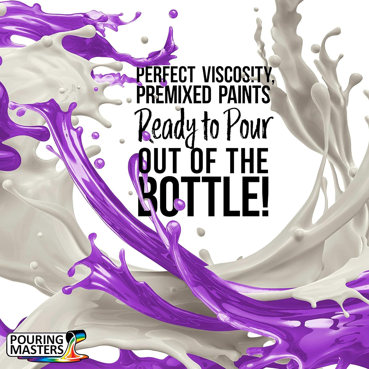 Pouring Masters 12 Color Metallic Ready To Pour Acrylic Pouring Paint Set, 2Oz Bottles, Acrylic Paint Pour Supplies - Silicone Oil & Gloss Medium, Premium Pre-Mixed High Flow