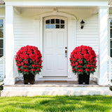 Artificial Geraniums Flowers For Outdoors Faux Hanging Plants Spring Outside Decor, 2 Pcs Uv Resistant Red Fake Silk Flowers Long Trailing Vines Look Real For Outdoor Planters Patio Porch Garden Home