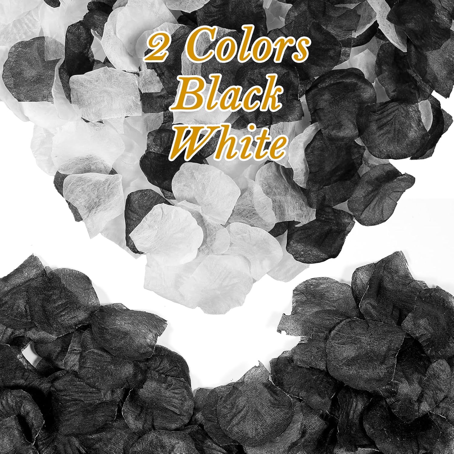 1200 Pcs Artificial Silk Rose Petals Black And White Rose Petals Flowers Decorations For Romantic Night Wedding Valentine Engagement Special Events