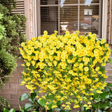 2Pcs Outdoor Faux Hanging Flowers Artificial Morning Glory With Eucalyptus Leaves Uv Resistant Look Real Fake Plants For Outside Planter Porch Patio Balcony Yard Decor(Yellow)