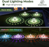 8 Pack Solar Pathway Lights IP67 Waterproof Color Changing & Warm White Garden Walkway Lights