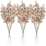 24-Pack Artificial Glitter Holly Berry Twig Ornaments, Decorative Fruit Sticks, Glittery Stems, Picks, Branches For Christmas Tree, Small Vase, Holiday, Wedding, Party (11", Champagne)
