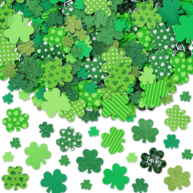 350Pcs St. Patrick'S Day Foam Stickers Green Glitter Shamrock Clover Foam Deca