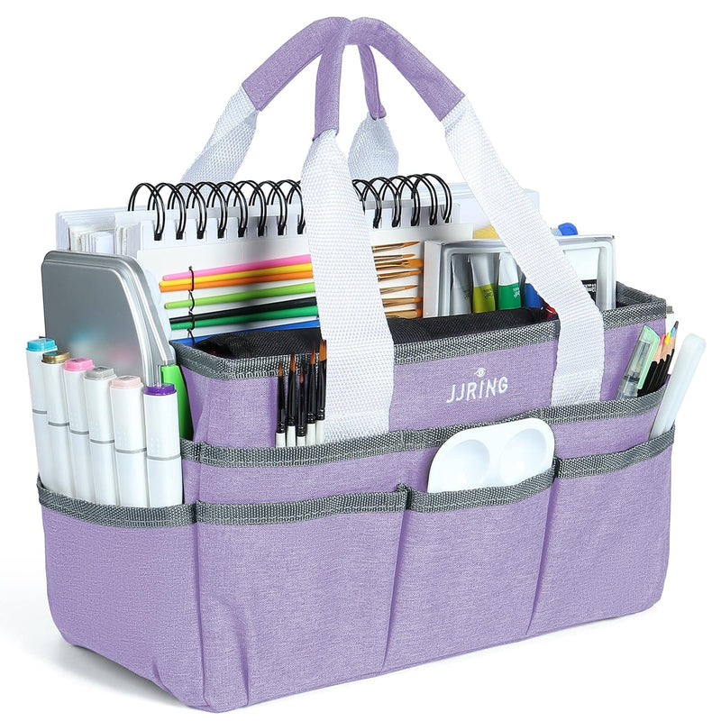 Craft Organizer Tote Bag, Art Storage Caddy With Multiple Pockets, Lilac Sewin