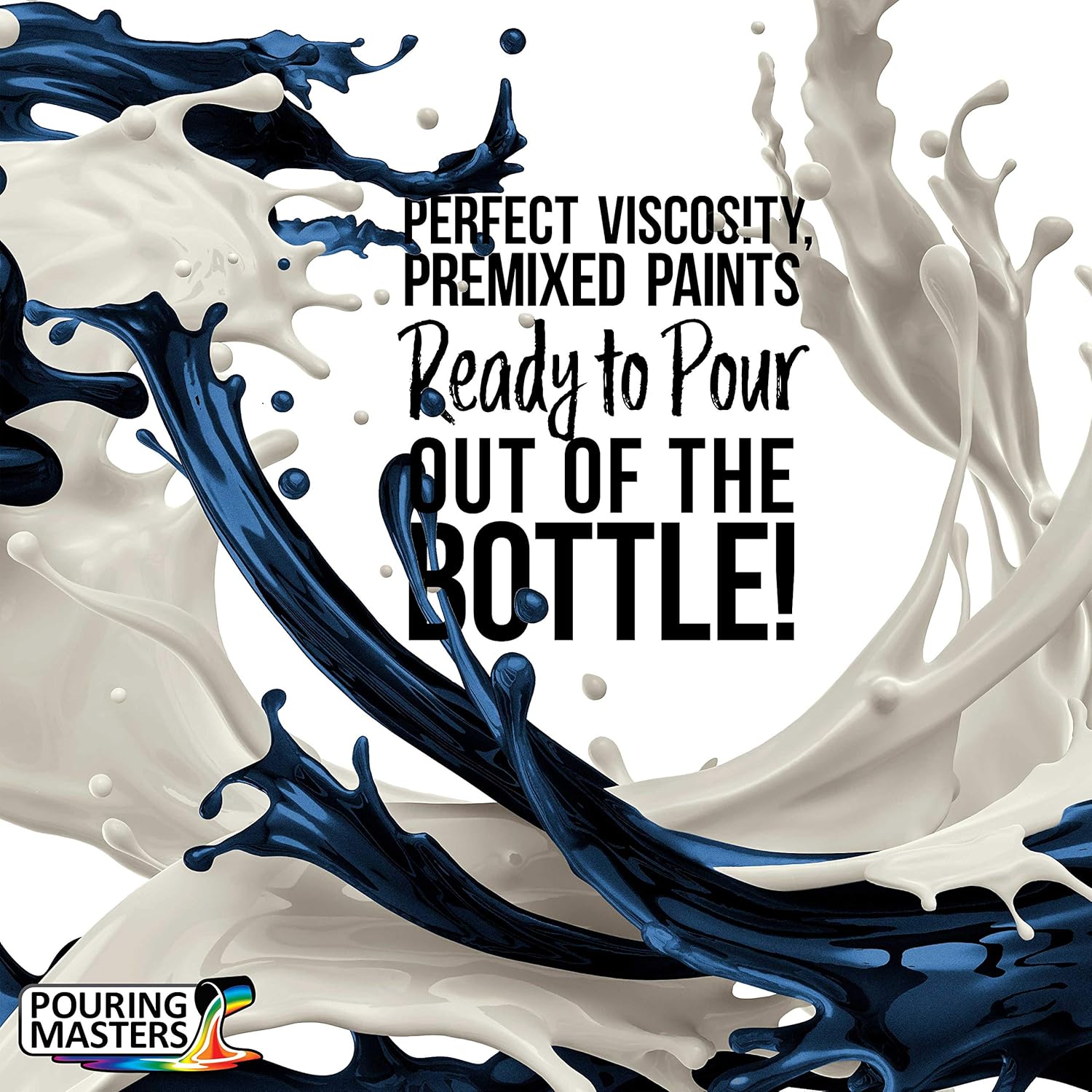 Pouring Masters Dark Sapphire Blue Metallic Pearl Ready To Pour Acrylic Pouring Paint - Premium 32-Ounce Pre-Mixed Fluid Acrylic Paint - Fluid Art Supplies For Canvas, Wood, Paper, Tile & Rocks