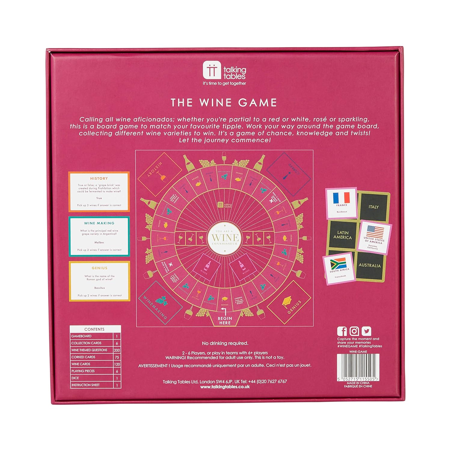 Wine Themed Trivia Board Game | Games Night | Adults, After Dinner Party, Table Game, General Knowledge, Wines Lover, Alcohol, Bottle, Drinking, Christmas, Birthday, Present (Wine-Game)
