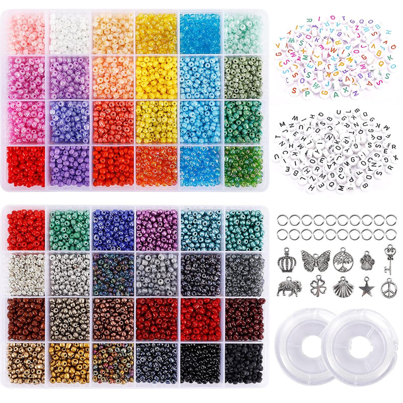 8690Pcs Glass Seed Beads 4Mm 6/0 Bracelet Beads For Jewelry Making Kit, Small