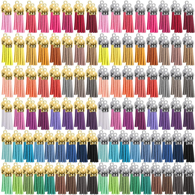 200 Pieces Keychain Tassels Bulk Leather Tassel Pendants Colorful Tassels For