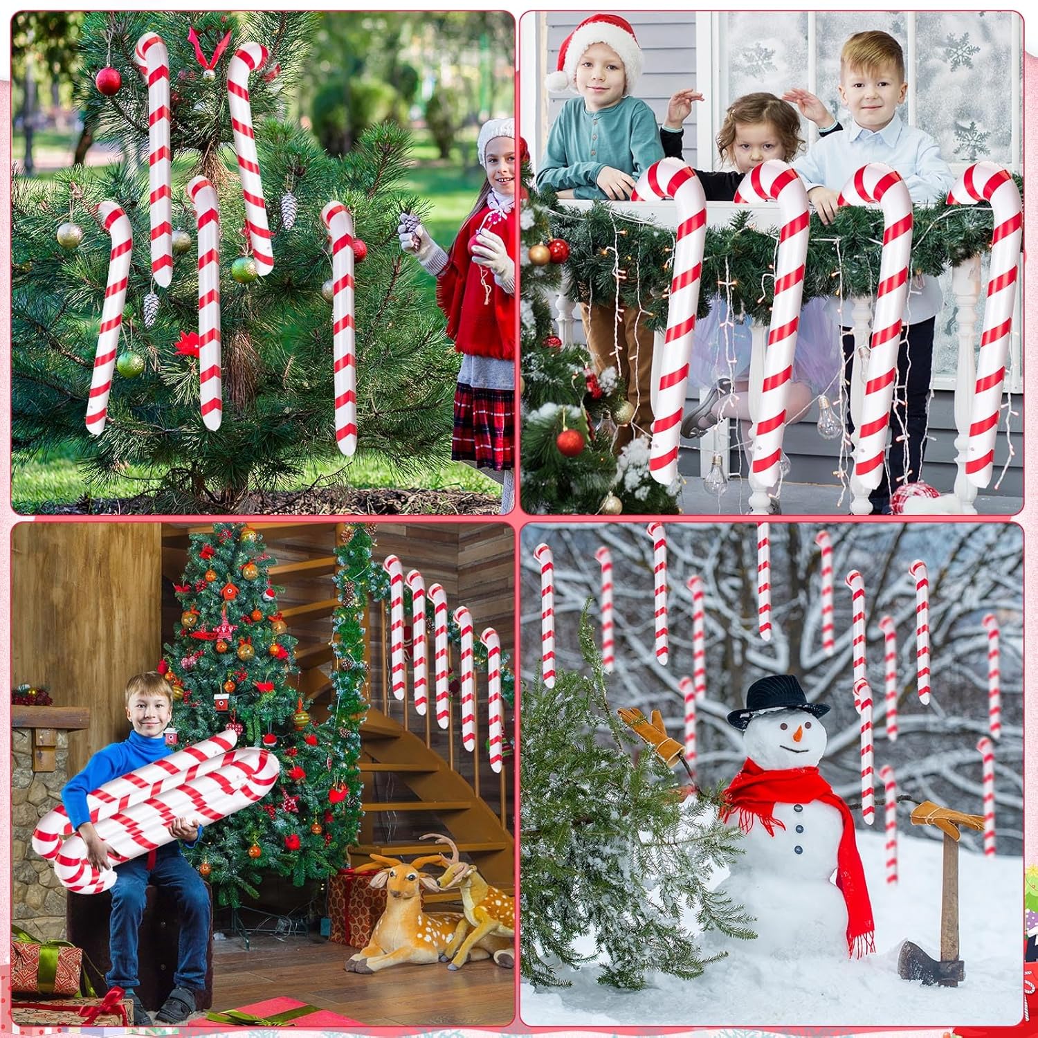 30 Pcs Inflatable Candy Canes For Christmas 35.4" Jumbo Candy Canes Balloons Xmas Tree Hanging Decor For Christmas Indoo