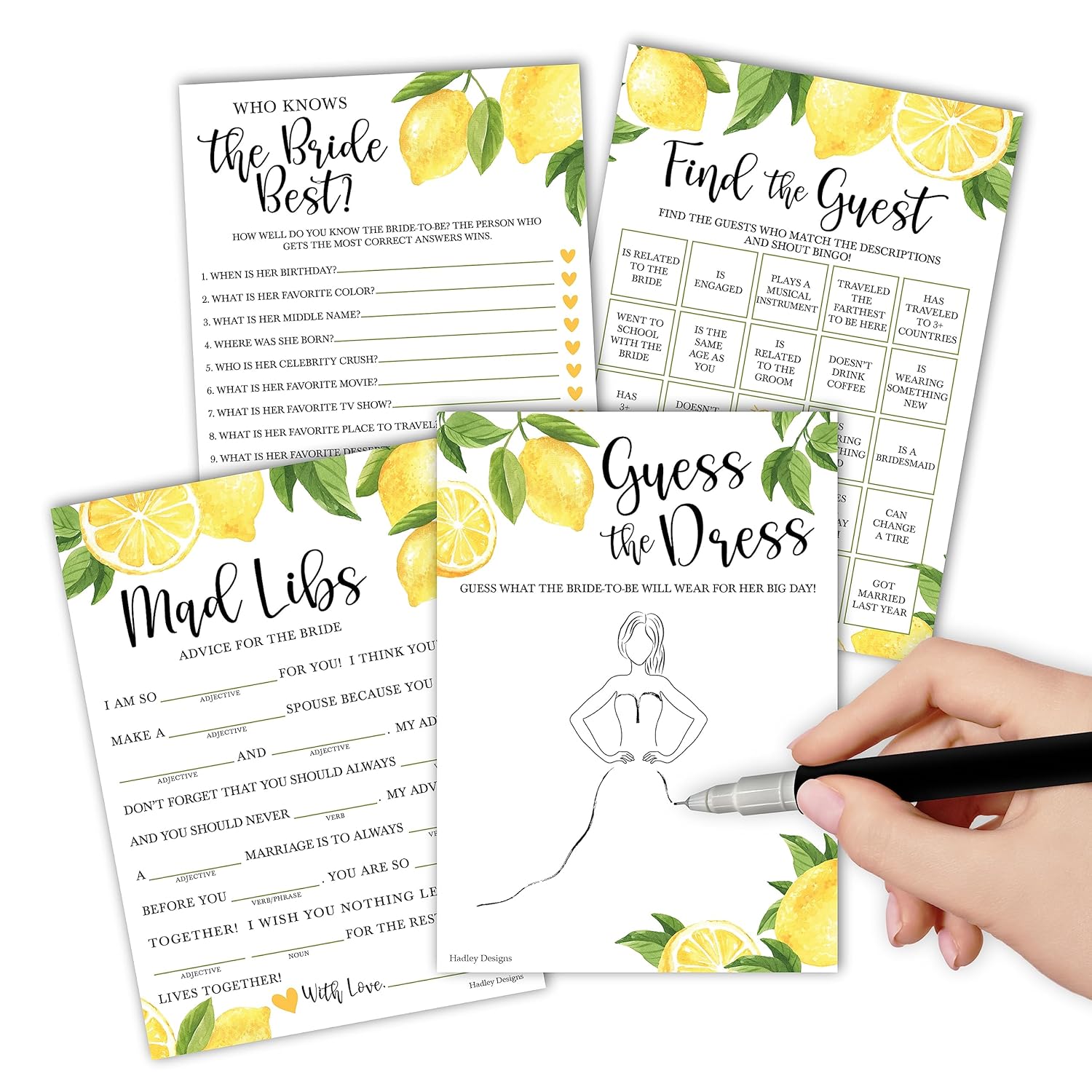 40 Lemon Funny Bridal Shower Games 20 Guests-Wedding Games For Bridal Shower, Couples Wedding Shower Games For Couples, Games For Bridal Shower Bingo Game, Bridal Party Games