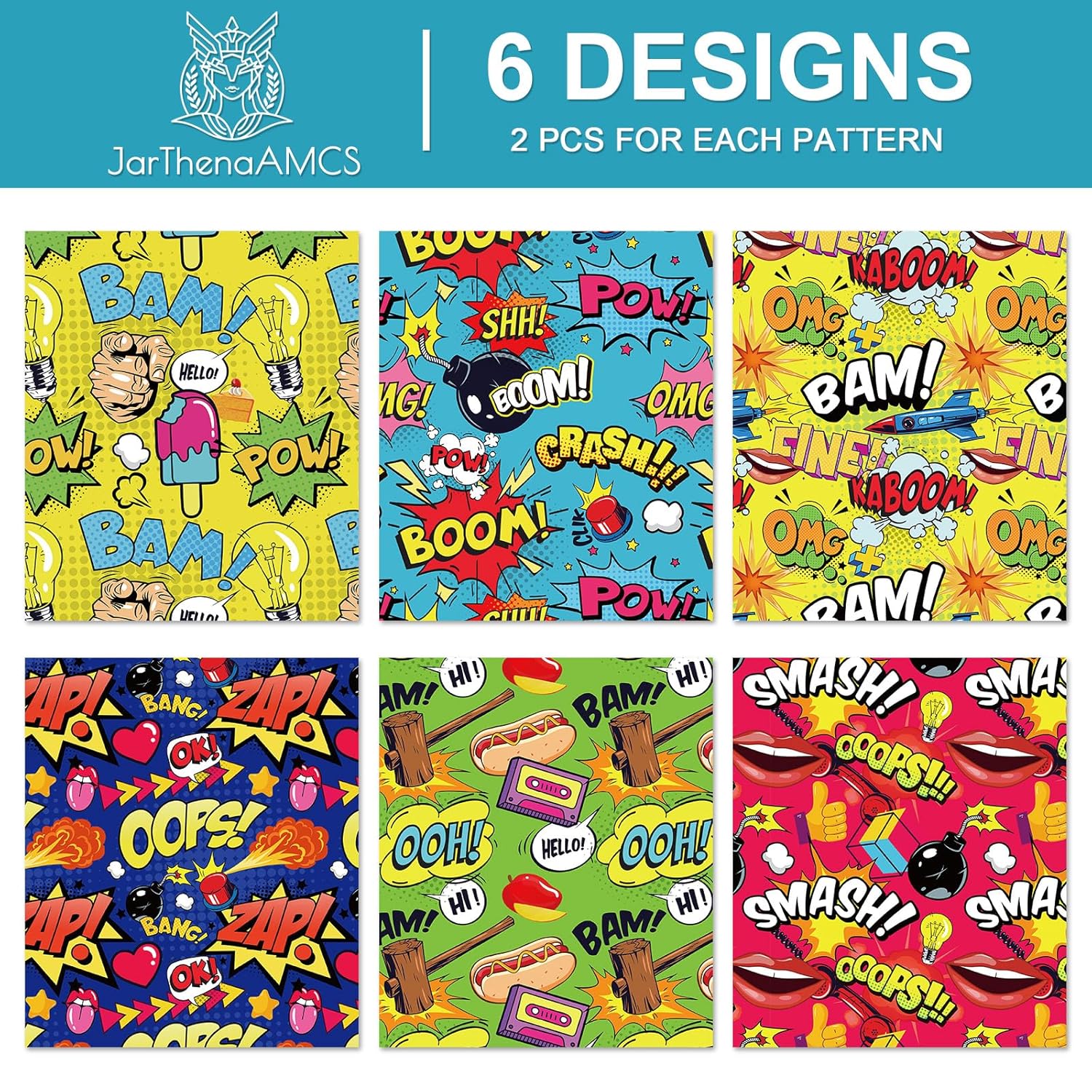12 Sheet Comic Wrapping Paper -Not Roll- Colorful Cartoon Boom Gift Wrap Paper Folded Flat Art Paper For Diy Crafts Gift Wrapping, 19.7 X 27.6 Inch
