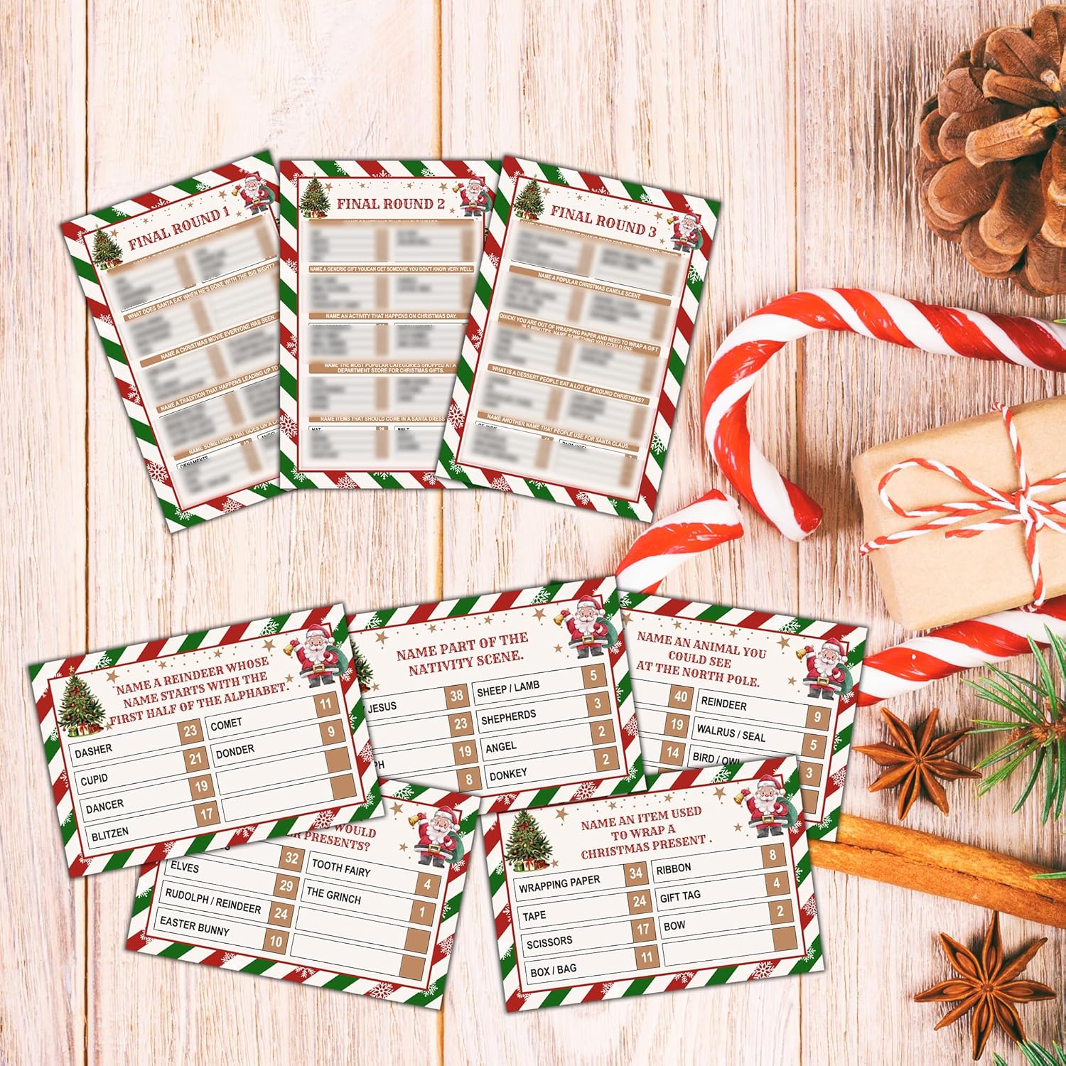 Christmas Friendly Feud Game, Christmas Feud Quiz, Fun Winter Holiday Party Games For Adults, Trivia Quiz For Office, Group, Family Game Night, Holiday Party Games -A08