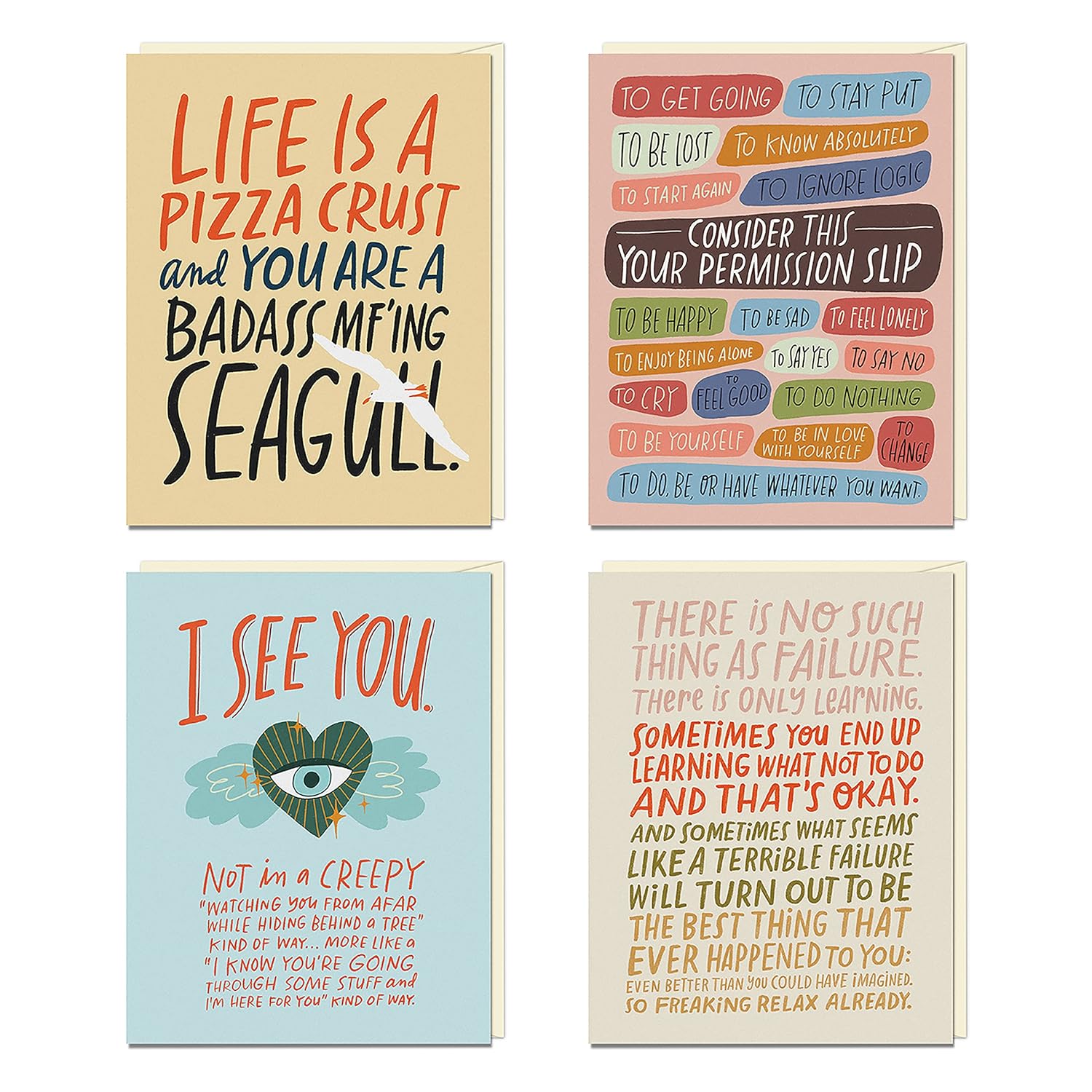 Pep Talk Cards, Funny Greeting Cards & Encouragement Cards With Envelopes (Box Of 8)