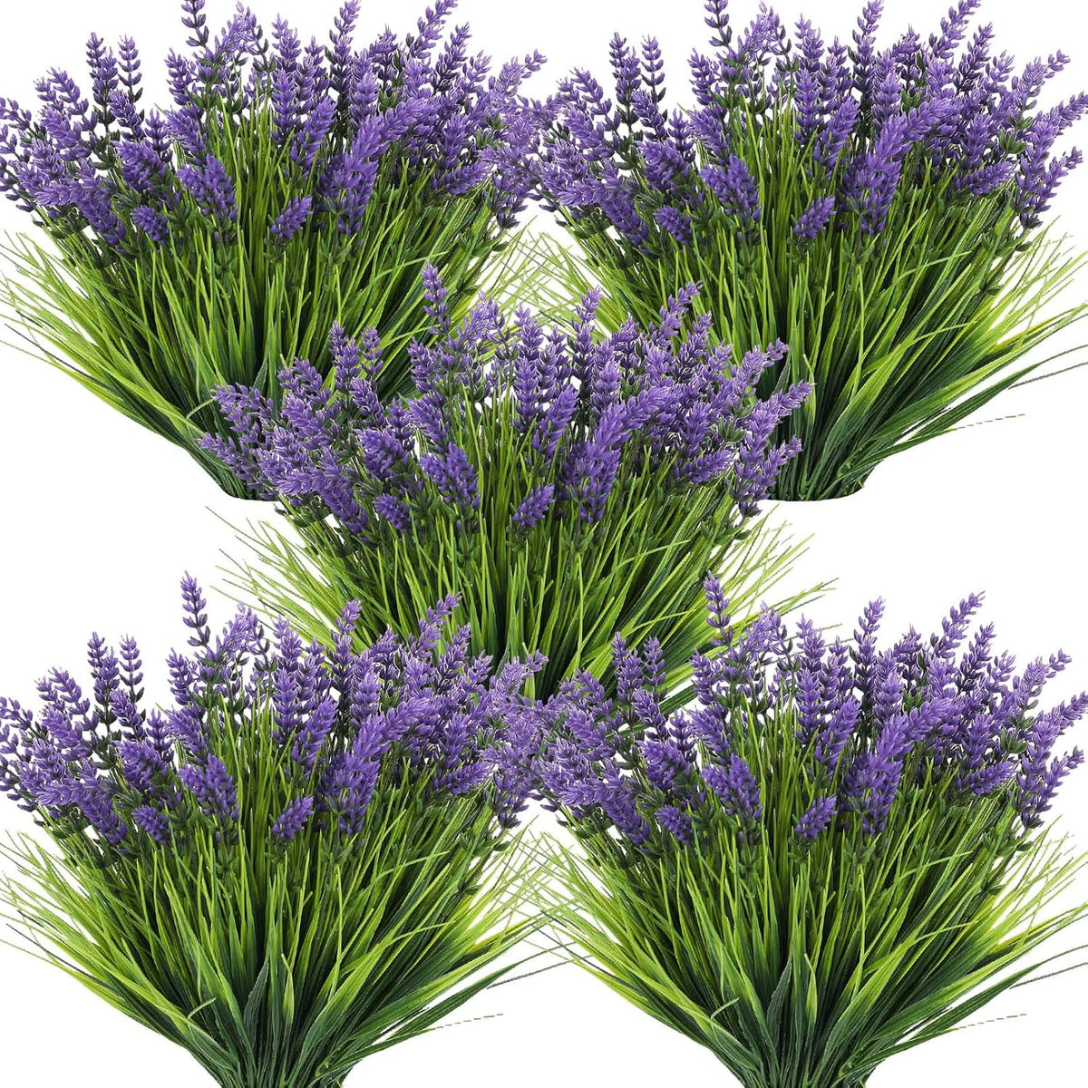 36 Bundles Artificial Plants Outdoor Fake Monkey Grass With Flowers Greenery Uv Resistant Faux Outdoor Plants Plastic Flowers For Garden Office Patio Pathway Outside Decor(Purple)